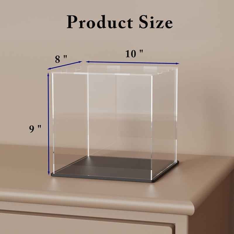 SVENJBB Acrylic Display Case, 10x8x9 Inch Cube Acrylic Boxes for Display, Clear Display Cases with Matte Black Base and Lid for Collectibles and Miniature Dollhouse - Image 5